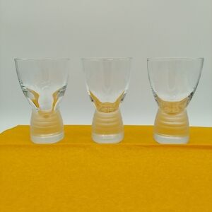 3 Heavy Frosted Crystal Wine Glasses OOAK Ibex Glass